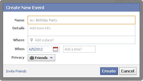 creat an event on Facebook