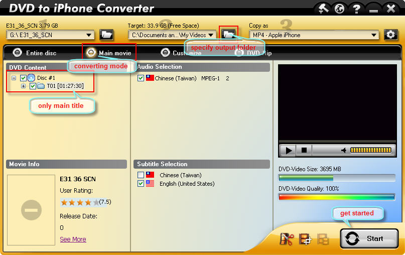 dvd main movie to iphone