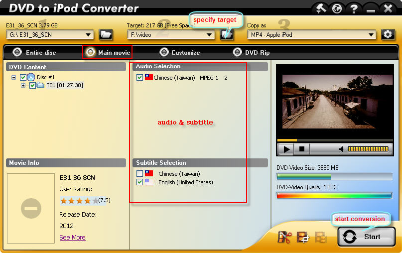 dvd to ipod - main movie dvd to ipod - main movie